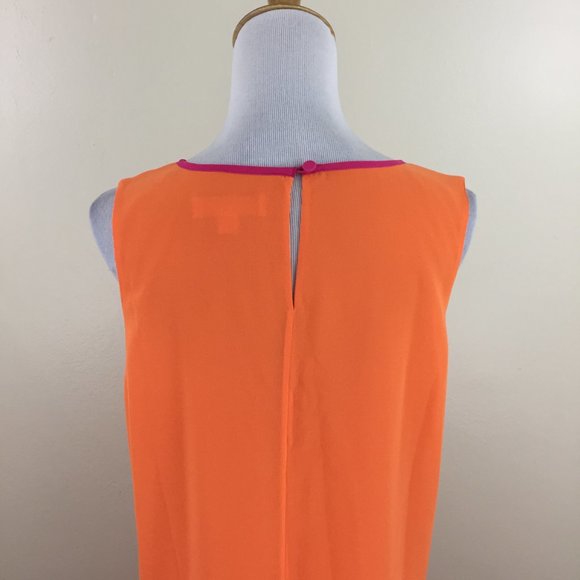 ERIN by ERIN FETHERSTON Orange Pink Color Block Sleeveless Lined Shift Dress - Picture 8 of 8